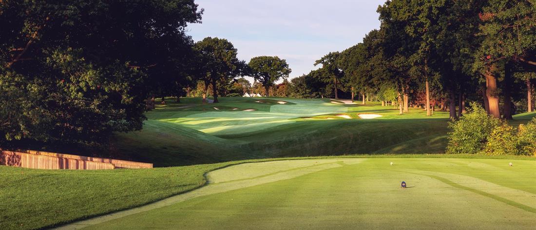 <b>Hole 7   |   Par 4   |   449 yards</b><br /> 
The strength of St. George’s is the abundance of great long fours. The 7th green site is one of the courses strongest with three complicated locations all separated by large elevation change. The front and back right feature backstops, but the upper left pin is best accessed using the fairway in front.