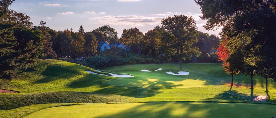 <b>Hole 8   |   Par 3   |   215 yards</b><br /> 
A very long par three where short, long and left will leave you with an impossible recovery shot. The secret to this hole is understanding that it was designed for match-play. The prudent play is to the fairway short right of the green where getting up and down is often routine.